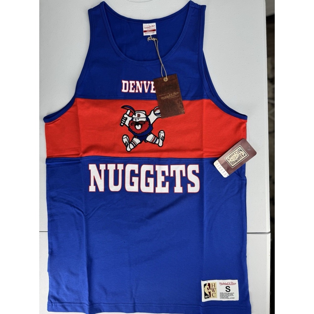 Mitchell & Ness Denver Nuggets Retro Tank Top Royal Blue Red TP9276 Mens Small